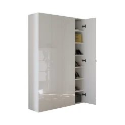 Scarpiera Bianco Lucido 12 Ripiani 42 Paia 126x35x186h cm, 14 Vani - Spessa