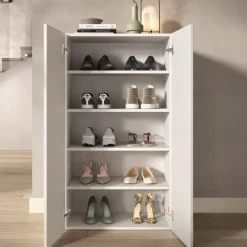 Scarpiere > Dmora Scarpiera 5 Ripiani 20 Paia 72.5x36x86h cm, 6 Vani - Angitola Bianco Lucido