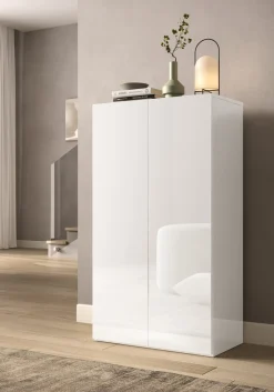 Scarpiera Bianco Lucido 4 Ripiani 15 Paia 63x35x116h cm, 5 Vani - Rodengo
