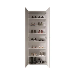 Scarpiere > Dmora Scarpiera 8 Ripiani 30 Paia 126x35x116h cm, 10 Vani - Cono Bianco Lucido
