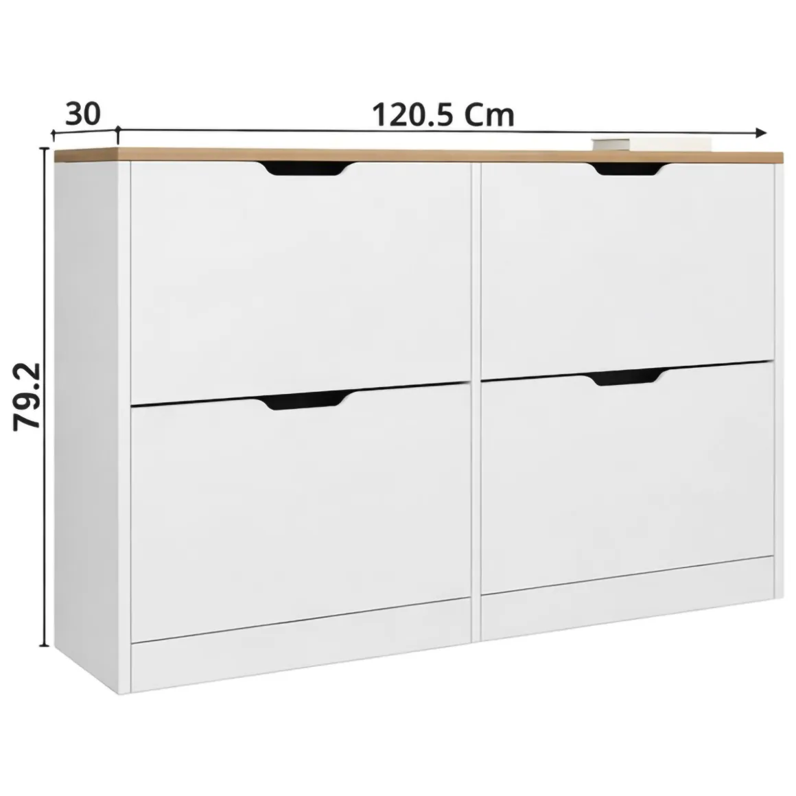 Scarpiera Bianco Marrone Rovere 4 Ripiani 12 Paia 121x30x79h cm, 4 Ante - Invorio