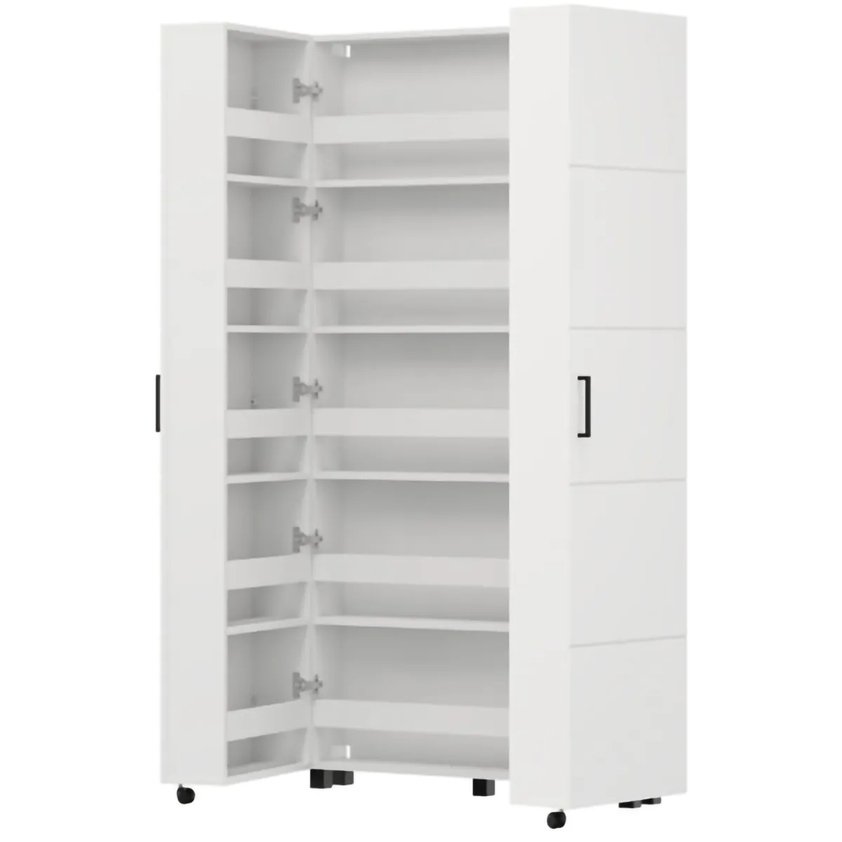 Scarpiere > Dmora Scarpiera 15 Ripiani 2 Ante 92x33x185h cm, Ante con Doppia Capienza, Apertura con Ruote - Bled Bianco Opaco