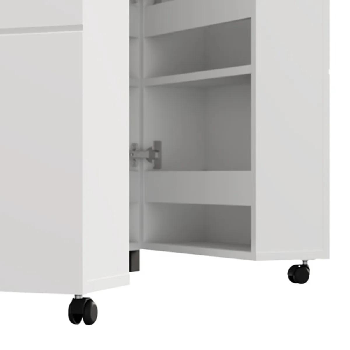 Scarpiere > Dmora Scarpiera 15 Ripiani 2 Ante 92x33x185h cm, Ante con Doppia Capienza, Apertura con Ruote - Bled Bianco Opaco