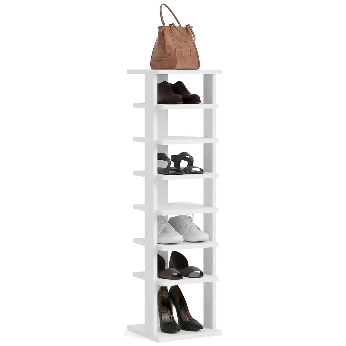 Scarpiere > Dmora Scarpiera 8 Paia 8 Ripiani 30x30x110h cm, 7 Vani - Soddi Bianco