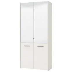 Scarpiera Bianco 8 Ripiani 4 Ante 89.5x37.5x199h cm, con Specchio - Trabia