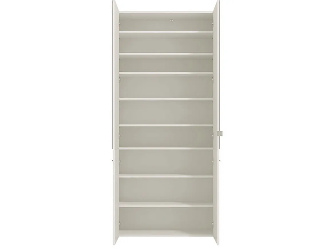 Scarpiera Bianco 8 Ripiani 4 Ante 89.5x37.5x199h cm, con Specchio - Trabia