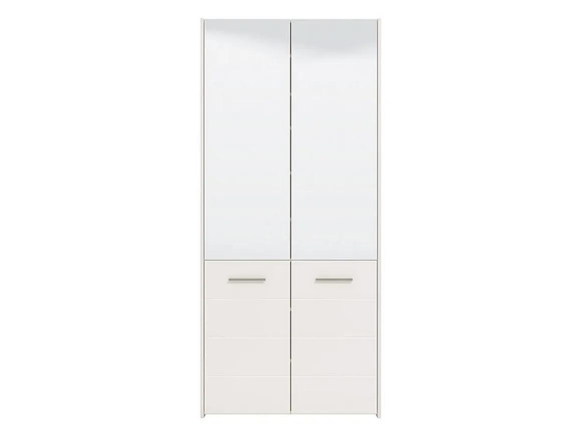 Scarpiera Bianco 8 Ripiani 4 Ante 89.5x37.5x199h cm, con Specchio - Trabia