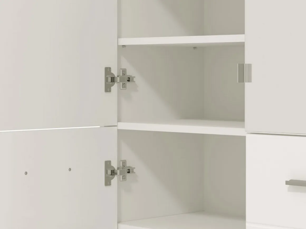 Scarpiera Bianco 8 Ripiani 4 Ante 89.5x37.5x199h cm, con Specchio - Trabia