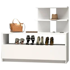 Scarpiere > Dmora Scarpiera 4 Ripiani 12 Paia 100x30x85h cm, Un'anta - Sinni Bianco