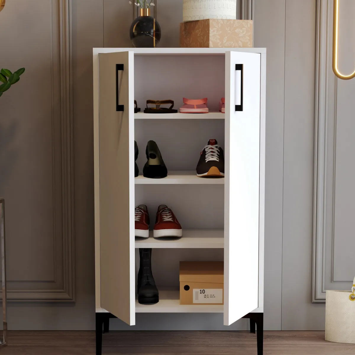 Scarpiere > Dmora Scarpiera 4 Ripiani 8 Paia 60x35x111h cm, 2 Ante - Cavalieri Bianco