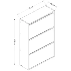 Scarpiera Bianco 6 Ripiani 18 Paia 70x25x109h cm, 3 Ante - Irgoli