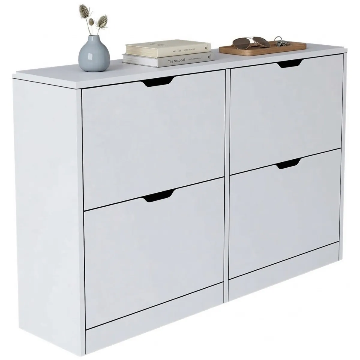 Scarpiere > Dmora Scarpiera 8 Ripiani 24 Paia 121x30x79h cm, 4 Ante - Greccio Bianco