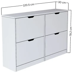 Scarpiere > Dmora Scarpiera 8 Ripiani 24 Paia 121x30x79h cm, 4 Ante - Greccio Bianco