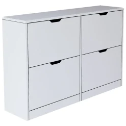 Scarpiere > Dmora Scarpiera 8 Ripiani 24 Paia 121x30x79h cm, 4 Ante - Greccio Bianco