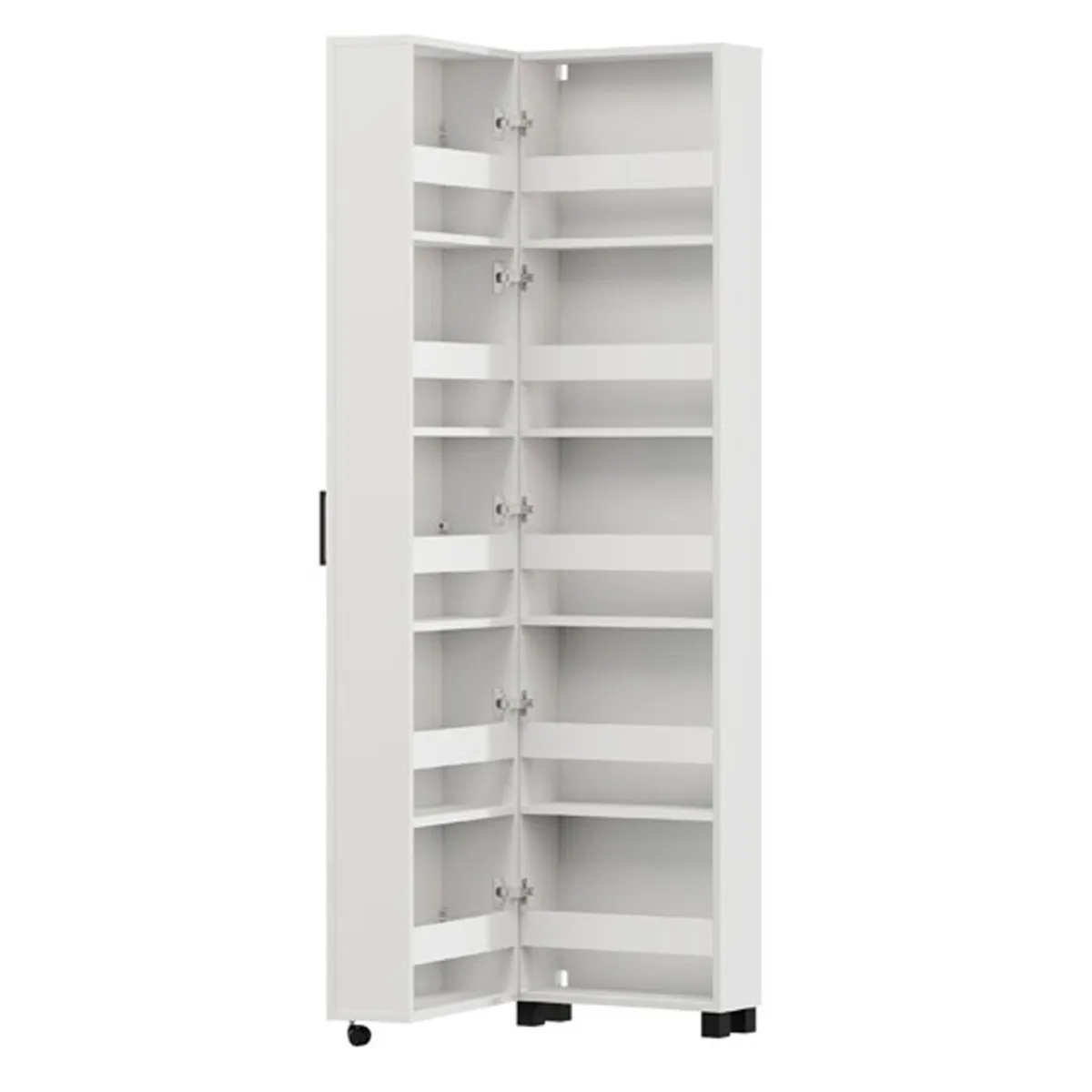 Scarpiere > Dmora Scarpiera 10 Ripiani Un'anta 46x33x185h cm, Ante con Doppia Capienza, Apertura con Ruote - Visby Bianco