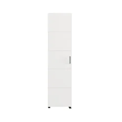 Scarpiere > Dmora Scarpiera 10 Ripiani Un'anta 46x33x185h cm, Ante con Doppia Capienza, Apertura con Ruote - Visby Bianco