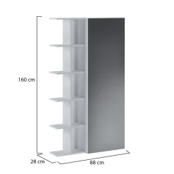 Scarpiera Bianco 14 Ripiani 17 Vani 88x28x160h cm, Un'anta - Pero