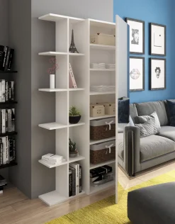 Scarpiera Bianco 14 Ripiani 17 Vani 88x28x160h cm, Un'anta - Pero