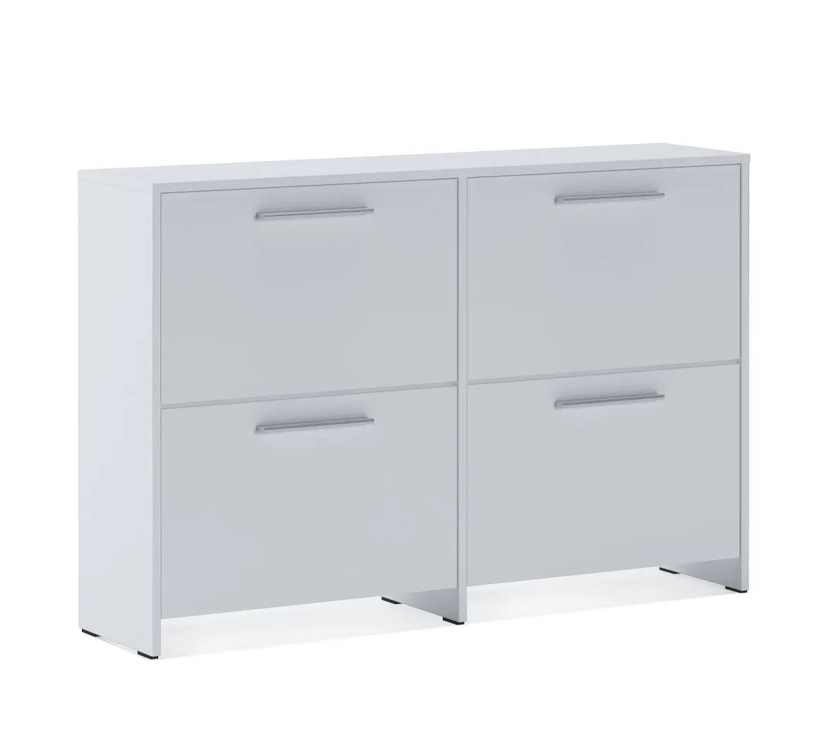 Scarpiera Bianco 4 Ripiani 8 Vani 120x28x79h cm, 4 Ante - Moruzzo