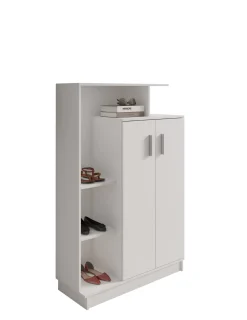 Scarpiere > Dmora Scarpiera 5 Ripiani 7 Vani 90x35x140h cm, 2 Ante - Ruot Bianco