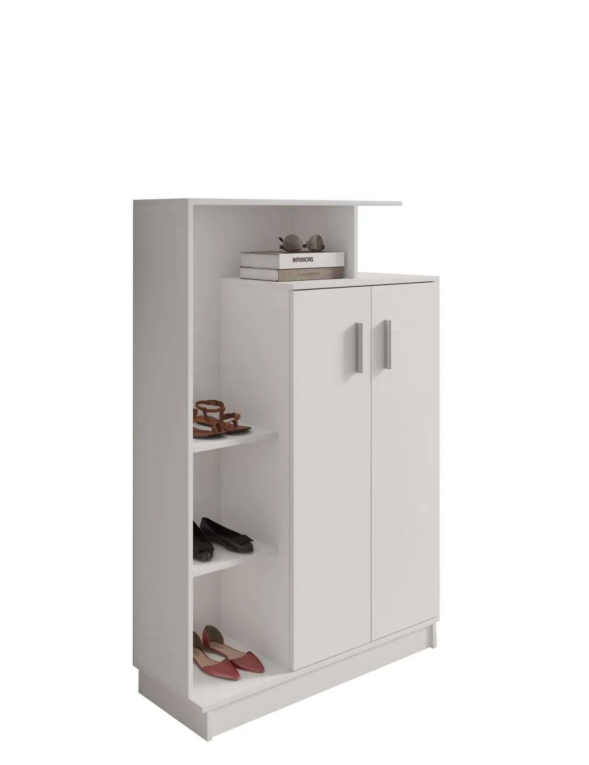 Scarpiere > Dmora Scarpiera 5 Ripiani 7 Vani 90x35x140h cm, 2 Ante - Ruot Bianco