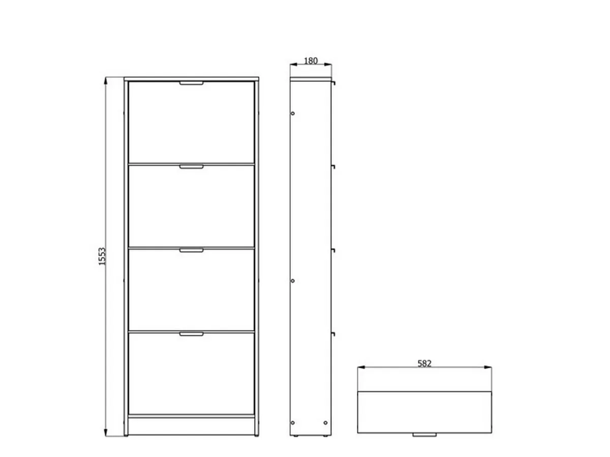 Scarpiere > Dmora Scarpiera un Ripiano 4 Ante 58x18x155.5h cm, kit Fissaggio a Muro Incluso - Pesche Bianco