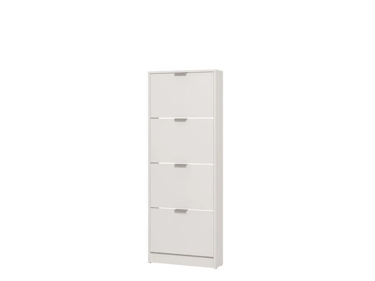 Scarpiere > Dmora Scarpiera un Ripiano 4 Ante 58x18x155.5h cm, kit Fissaggio a Muro Incluso - Pesche Bianco