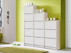 Scarpiere > Dmora Scarpiera un Ripiano 4 Ante 58x18x155.5h cm, kit Fissaggio a Muro Incluso - Pesche Bianco