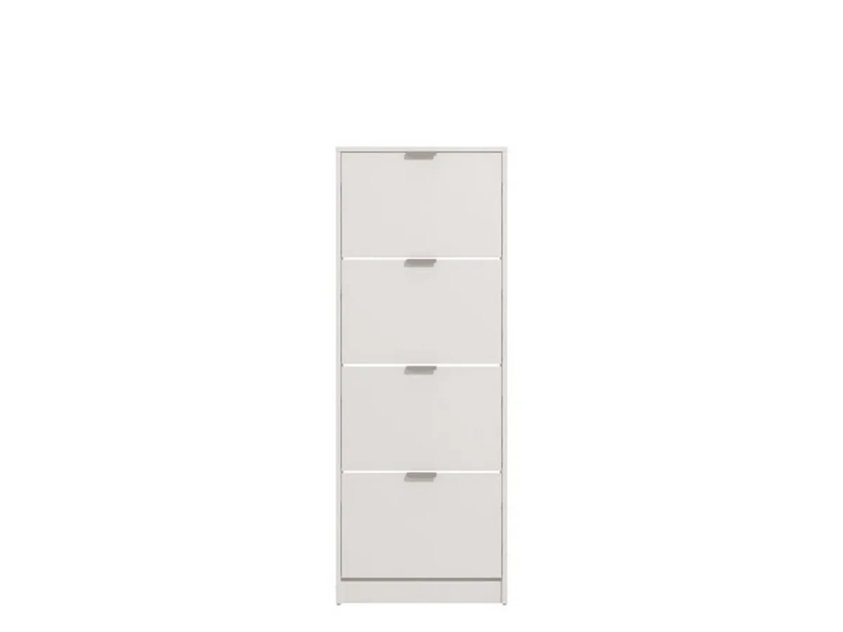 Scarpiere > Dmora Scarpiera un Ripiano 4 Ante 58x18x155.5h cm, kit Fissaggio a Muro Incluso - Pesche Bianco