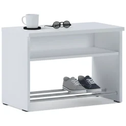 Scarpiera Bianco un Ripiano 2 Vani 65x35x45h cm, Installazione a Terra - Monguzzo
