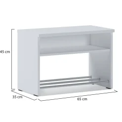 Scarpiera Bianco un Ripiano 2 Vani 65x35x45h cm, Installazione a Terra - Monguzzo
