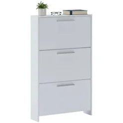Scarpiera Bianco 3 Vani 3 Ante 69x17x115h cm, Chiusura a Ribalta - Ossi