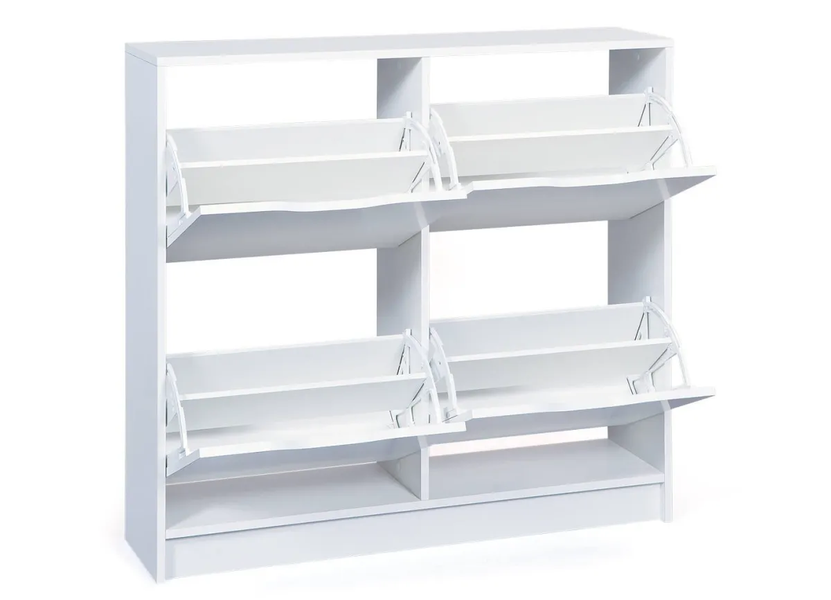 Scarpiere > Dmora Scarpiera 8 Vani 2 Ante 90x100x25h cm, Chiusura a Ribalta - Gagliole Bianco