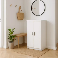 Bagno|Scarpiere > Dmora Scarpiera classica 2 ante bianca opaca 54x108h cm - Abram Bianco Opaco