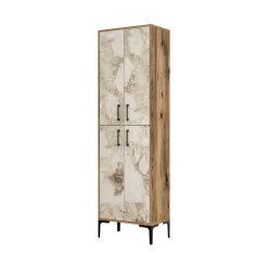 Scarpiera Dolivier, 60x35h200 cm, Noce e Bianco Marmo