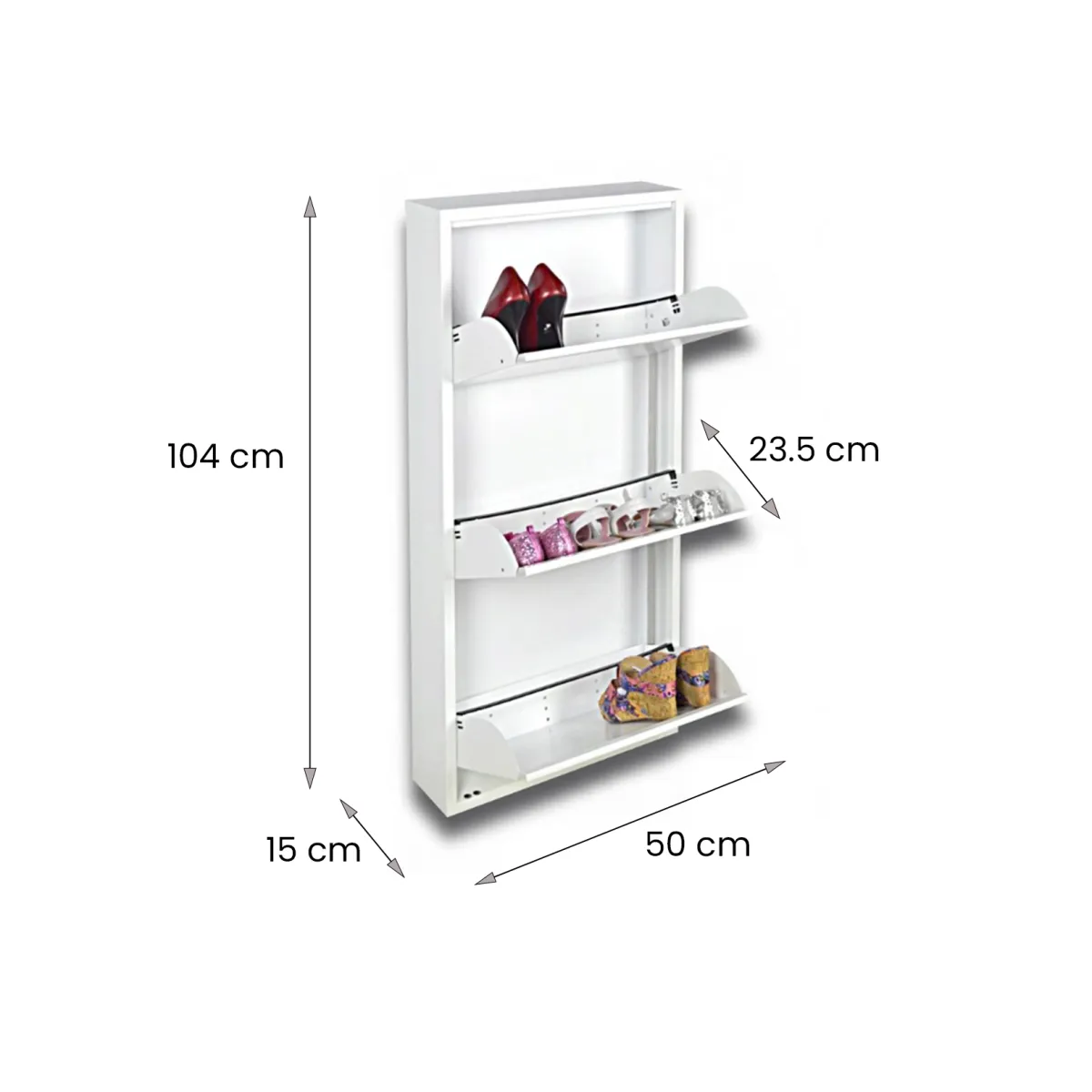 Bagno|Ingresso > Dmora Scarpiera Dpapi, 50x15h103 cm, Bianco