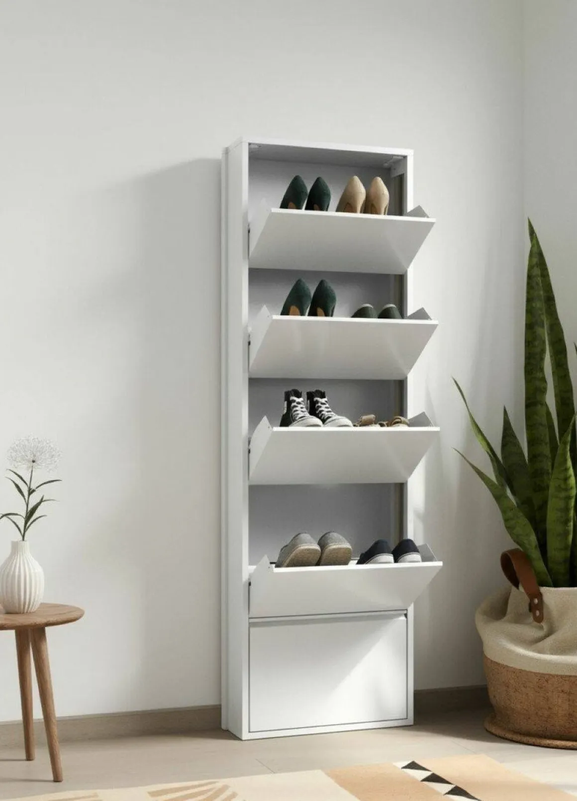 Scarpiera Dpapi, 50x15h169 cm, Bianco