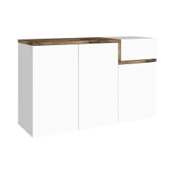 Bagno|Scarpiere > Dmora Scarpiera elegante 4 ante bianca lucida e acero 120x80h cm - Anist Marrone Acero, Bianco Lucido