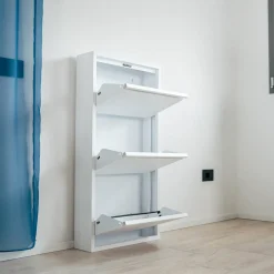 Scarpiere > Dmora Scarpiera funzionale 3 ante bianca 50x104h cm in metallo - Alexa Bianco