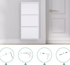 Scarpiere > Dmora Scarpiera funzionale 3 ante bianca 50x104h cm in metallo - Alexa Bianco