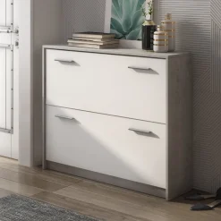 Scarpiera Grigio Cemento Bianco 98x24x80h cm - Nespolo