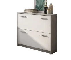 Scarpiera Grigio Cemento Bianco 98x24x80h cm - Nespolo