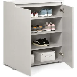 Scarpiere > Dmora Scarpiera 3 Ripiani 2 Ante 80x37x102h cm, Gola per Apertura Ante Made in Italy - Astrina Grigio Chiaro