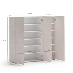 Scarpiera Grigio Tortora 10 Ripiani 24 Paia 120x34x115h cm, 12 Vani - Sotto