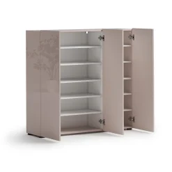 Scarpiera Grigio Tortora 10 Ripiani 24 Paia 120x34x115h cm, 12 Vani - Sotto
