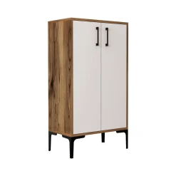 Bagno|Scarpiere > Dmora Scarpiera industrial noce e bianca 60x111h cm - Axarix Bianco, Marrone Noce