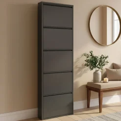 Scarpiera in metallo 5 ante nera 50x172h cm in metallo - Afrend