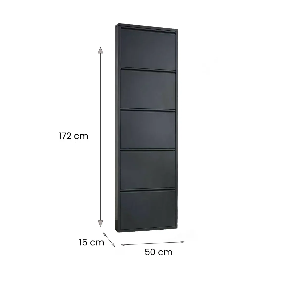 Scarpiera in metallo 5 ante nera 50x172h cm in metallo - Afrend