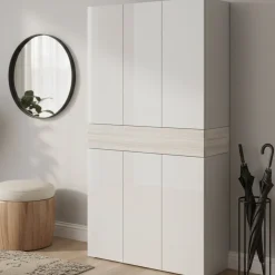 Bagno|Scarpiere > Dmora Scarpiera larga 7 ante bianca 114x200h cm - Charoite Bianco