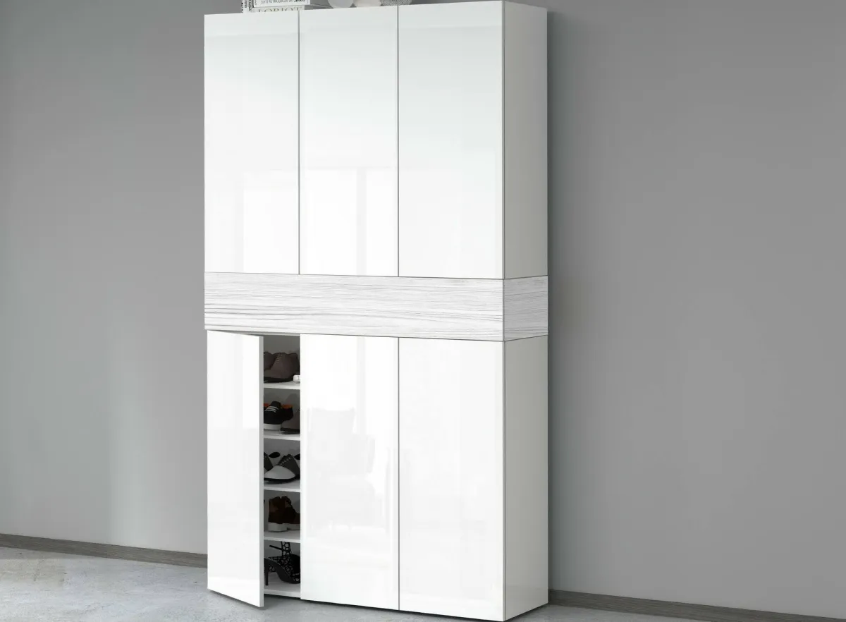 Bagno|Scarpiere > Dmora Scarpiera larga 7 ante bianca 114x200h cm - Charoite Bianco